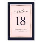 ネイビー赤面ピンクローズ結婚金ゴールド テーブルナンバー (裏面)