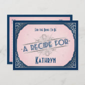 ネイビー赤面ピンクヴィンテージレシピカード ポストカード (正面/裏面)