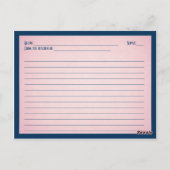 ネイビー赤面ピンクヴィンテージレシピカード ポストカード (裏面)