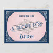 ネイビー赤面ピンクヴィンテージレシピカード ポストカード (正面)