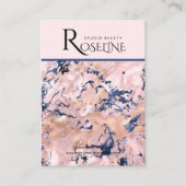 ネイビー赤面ピンク金ゴールド大理石のジュエリー表示 名刺 (正面)