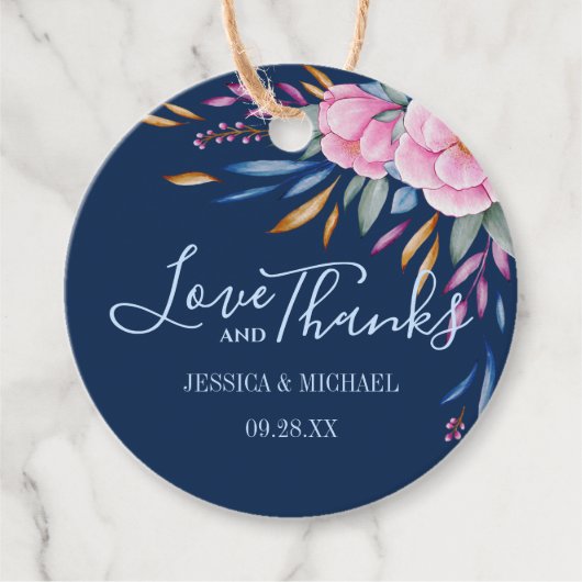 ネイビー赤面ピ結婚ンクフローラの愛感謝していと フェイバータグ (正面)