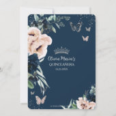 ネイビー赤面フローラシルバー蝶キンチェニェラ 招待状 (裏面)