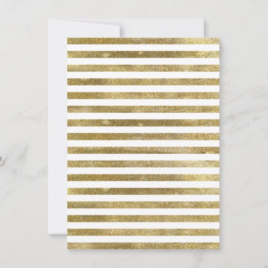 ネイビー赤面フローラストライプ金ゴールドリハーサルディナー 招待状 (裏面)