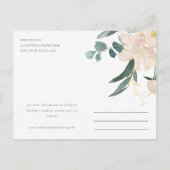 ネイビー赤面フローラバンチ水の色の保存日付 案内ポストカード (裏面)