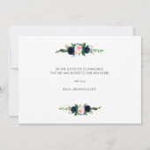 ネイビー赤面フローラ新しいホーム移動発表 招待状 (裏面)