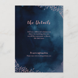 ネイビー赤面フローラ結婚ラスティックの挿入カード エンクロージャーカード