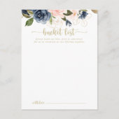 ネイビー赤面フローラ結婚金ゴールドのバケットリストカード ポストカード (正面)