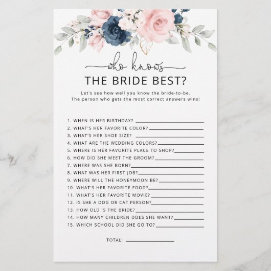 ネイビー赤面フローラ誰が花嫁のゲームを知っ最高のている (正面)