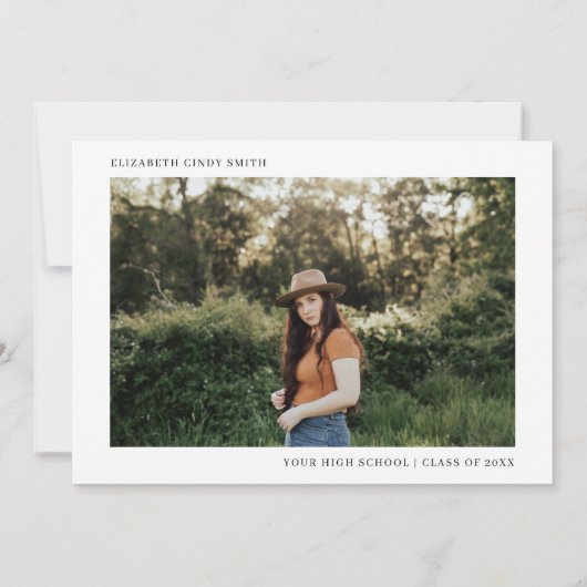 ネイビー赤面フローラ金ゴールドレターグラードパーティー写真 招待状 (裏面)