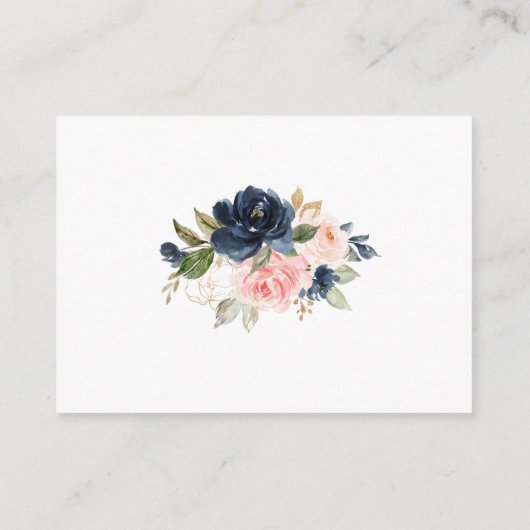 ネイビー赤面フローラ金ゴールド幾何学的ハネムーン願い エンクロージャーカード (裏面)