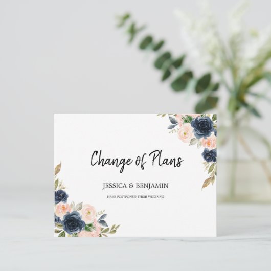 ネイビー赤面フローラ離れ緑化計画変更 ポストカード (スタンド正面)