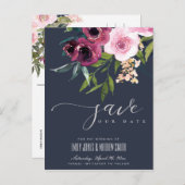 ネイビー赤面ブルゴーニュフローラバンチセーブ 案内ポストカード (正面/裏面)