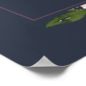 ネイビー赤面ブルゴーニュフローラベビーシャワーへようこそ ポスター (角)