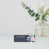 ネイビー赤面ブルーフローラスタッドイヤリングディスプレイロゴ スキニー名刺 (スタンド正面)