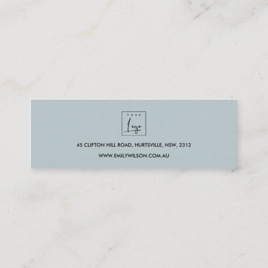 ネイビー赤面ブルーフローラスタッドイヤリングディスプレイロゴ スキニー名刺 (裏面)