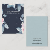 ネイビー赤面ブルーフローラ2イヤリングディスプレイロゴ 名刺 (正面/裏面)