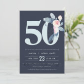 ネイビー赤面ブルーフローラ50周年 招待状 (スタンド正面)