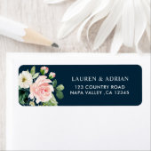 ネイビー赤面ホワイトフローラアドレス差出人住所 ラベル (インサイチュ)