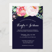 ネイビー赤面招待状 招待状 (正面/裏面)