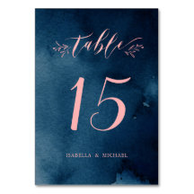 ネイビー赤面書道結婚ラスティックテーブル番号