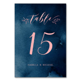 ネイビー赤面書道結婚ラスティックテーブル番号 テーブルナンバー