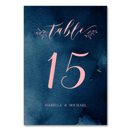 ネイビー赤面書道結婚ラスティックテーブル番号 テーブルナンバー (正面)