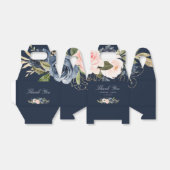 ネイビー赤面水彩色フローラ結婚式の引き出物箱 フェイバーボックス (折り畳みなし)