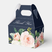 ネイビー赤面水彩色フローラ結婚式の引き出物箱 フェイバーボックス (裏面サイド)
