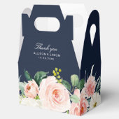 ネイビー赤面水彩色フローラ結婚式の引き出物箱 フェイバーボックス (オープン)