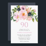 ネイビー赤面水彩花90thバースデーパーティー 招待状<br><div class="desc">ネイビー赤面水彩花90thバースデーパーティー招待状ニッチとネストストアのマッチングコレクションを参照</div>