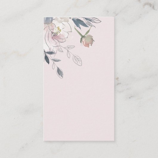 ネイビー赤面水色フローラ結婚ズウィングウェル エンクロージャーカード (裏面)