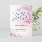 ネイビー赤面素朴フローラ書道ブライダルシャワー 招待状 (スタンド正面)