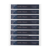 ネイビー赤面素朴フローラ結婚ズ ラップアラウンドラベル (シート)