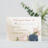 ネイビー赤面花葉緑 出欠カード (スタンド正面)