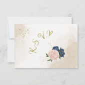 ネイビー赤面花葉緑 出欠カード (裏面)