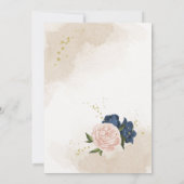 ネイビー赤面葉花幾何結婚体 招待状 (裏面)