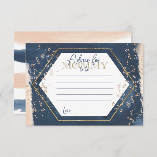 ネイビー赤面金ゴールドアドバイスのカードになる 招待状 (正面/裏面)