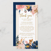 ネイビー赤面金ゴールドウェディングレセプションテーブルサンキュー (正面/裏面)