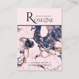 ネイビー赤面金ゴールドピンクマーブルジュエリーディスプレイ 名刺