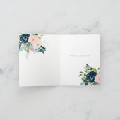 ネイビー赤面金ゴールドフローラ幾何学的サンキューカード 招待状 (内部)