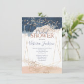 ネイビー赤面金ゴールドブライダルシャワー 招待状 (スタンド正面)