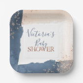 ネイビー赤面金ゴールドベビーシャワー ペーパープレート (正面)