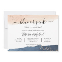 ネイビー赤面金ゴールドベビーリビールシャワー招待