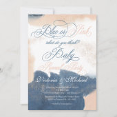 ネイビー赤面金ゴールドベビーリビールシャワー招待 招待状 (正面)