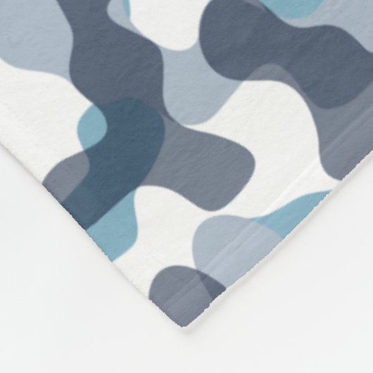 ネイビー迷彩柄の色調の青い迷彩模様 フリースブランケット (角)