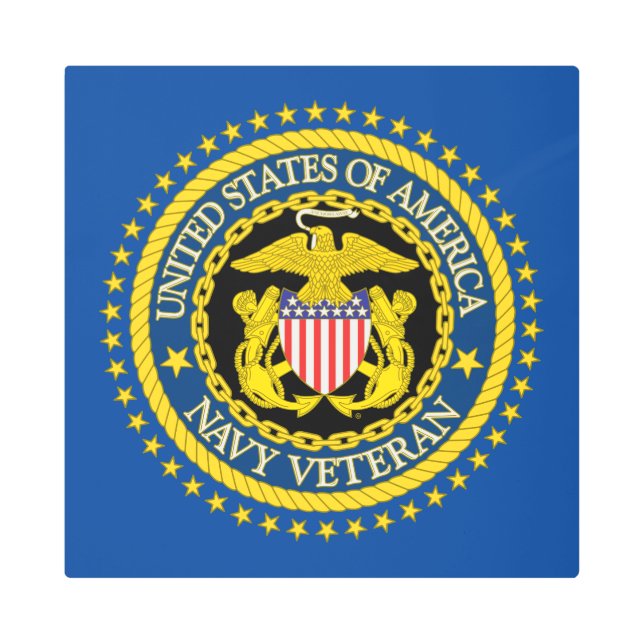 ネイビー退役軍人トラック帽 メタルプリント (正面)