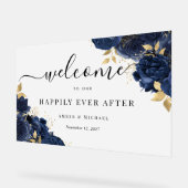 ネイビー金ゴールドがアクリル結婚の看板を喜んで後に アクリルサイン (傾斜)