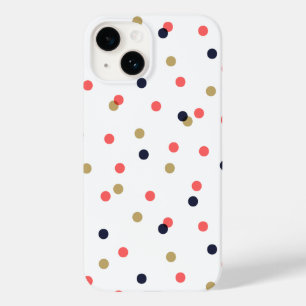ネイビー金ゴールドとサンゴ紙吹雪のドット Case-Mate iPhone 14ケース