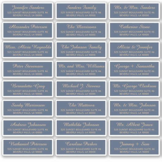 ネイビー金ゴールドの個々のゲストアドレスエレガントラベル シール (正面)